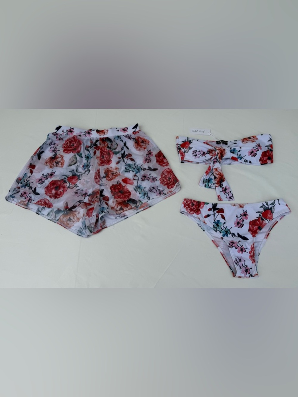πΈβοΈ NWT Sexy Floral 3-Piece Bikini & Shorts Set β Edelqual ππ - Picture 9 of 13